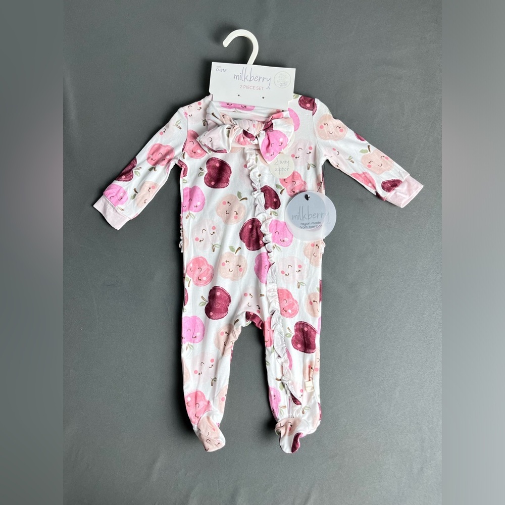 NWT Milkberry Baby Girl Bamboo 2-pc Set Size 0-3 Months